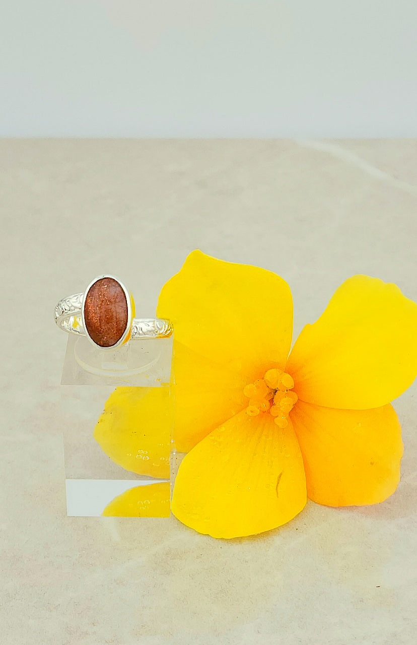 Radiant Vine Sunstone Ring