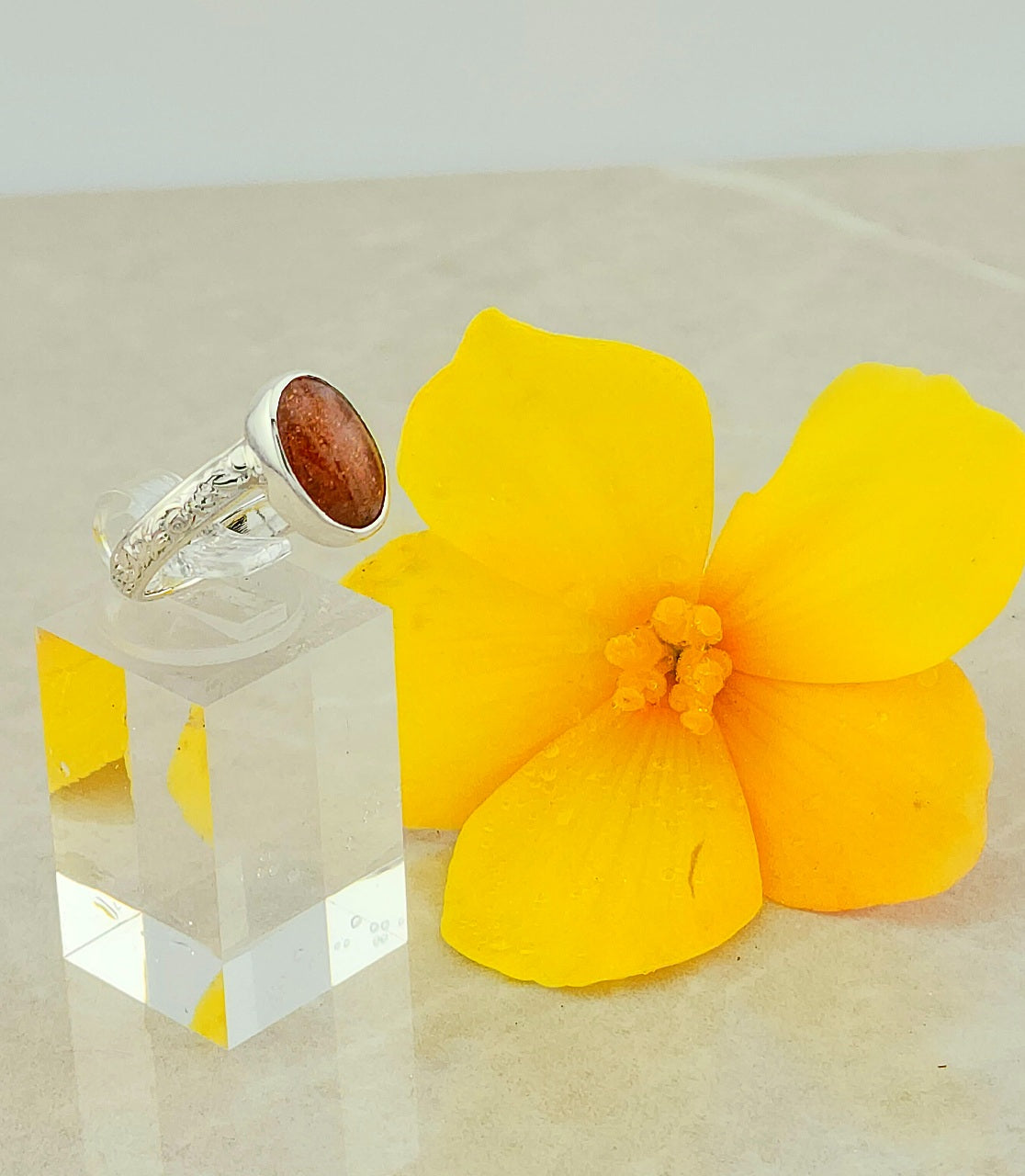 Radiant Vine Sunstone Ring
