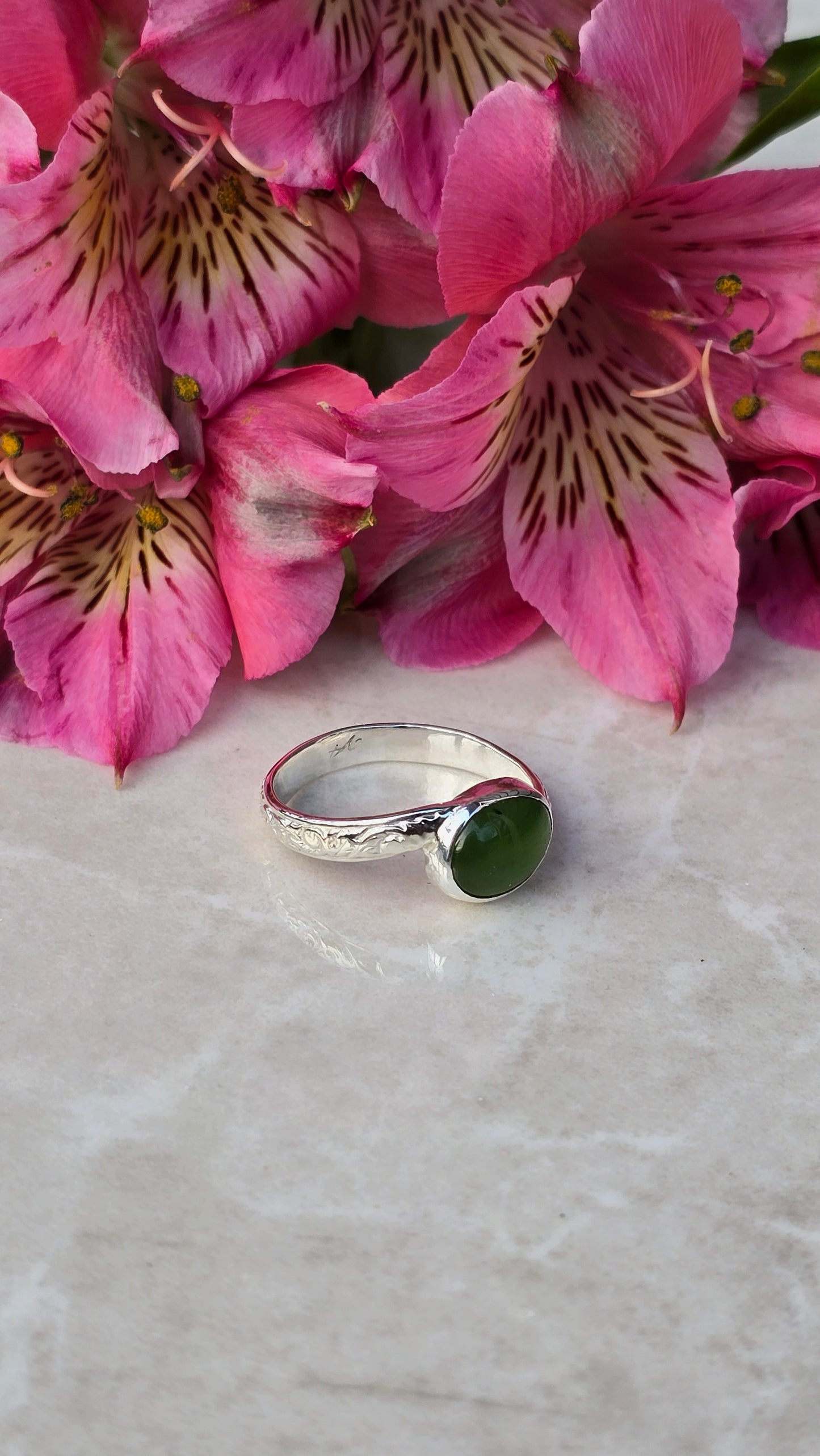 Serene Greenstone Blossom Ring