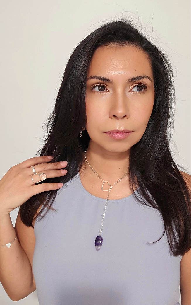 Amethyst Heart Drop Necklace