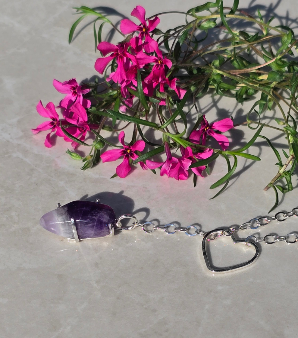 Amethyst Heart Drop Necklace