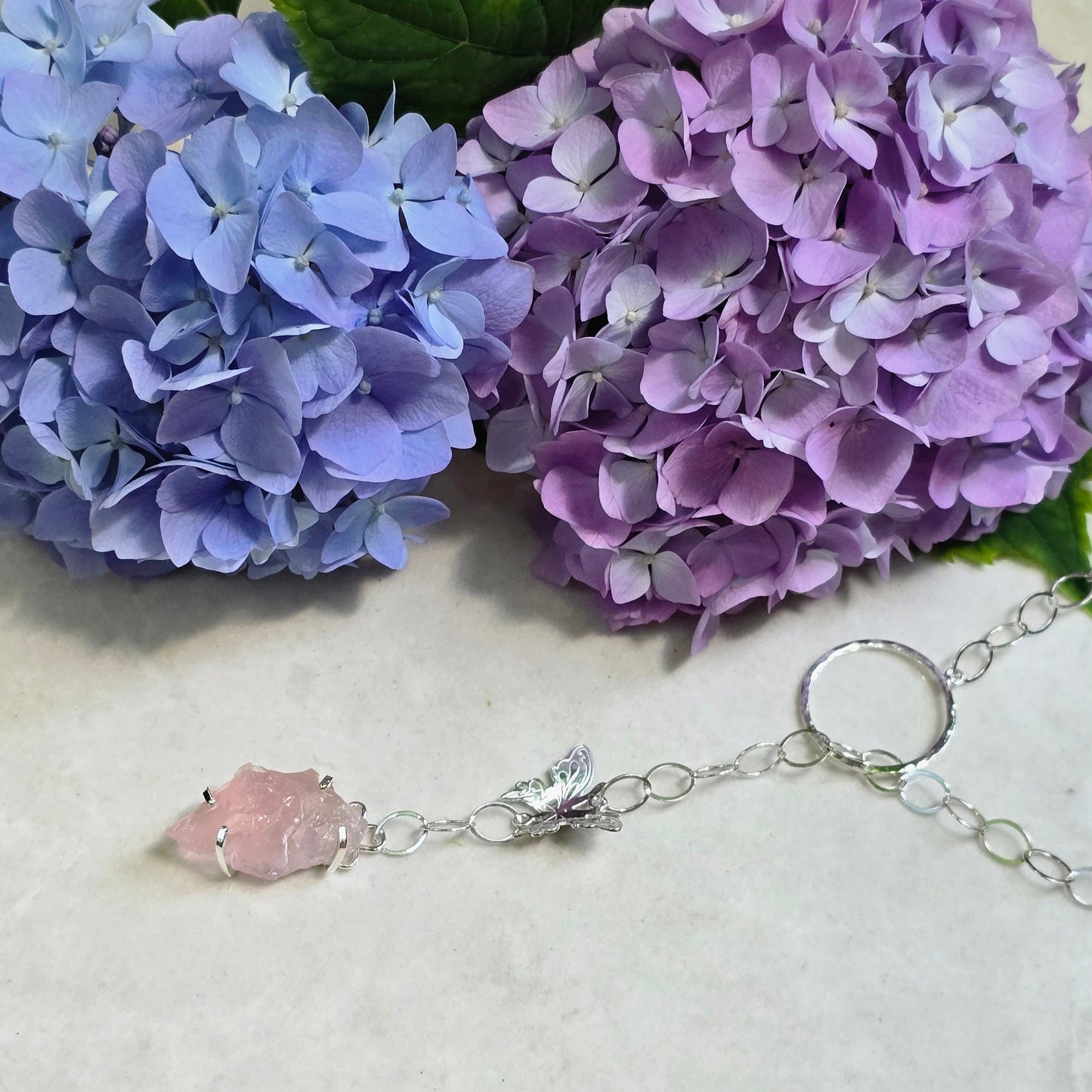 Flutter & Bloom Rose Quartz Butterfly Necklace