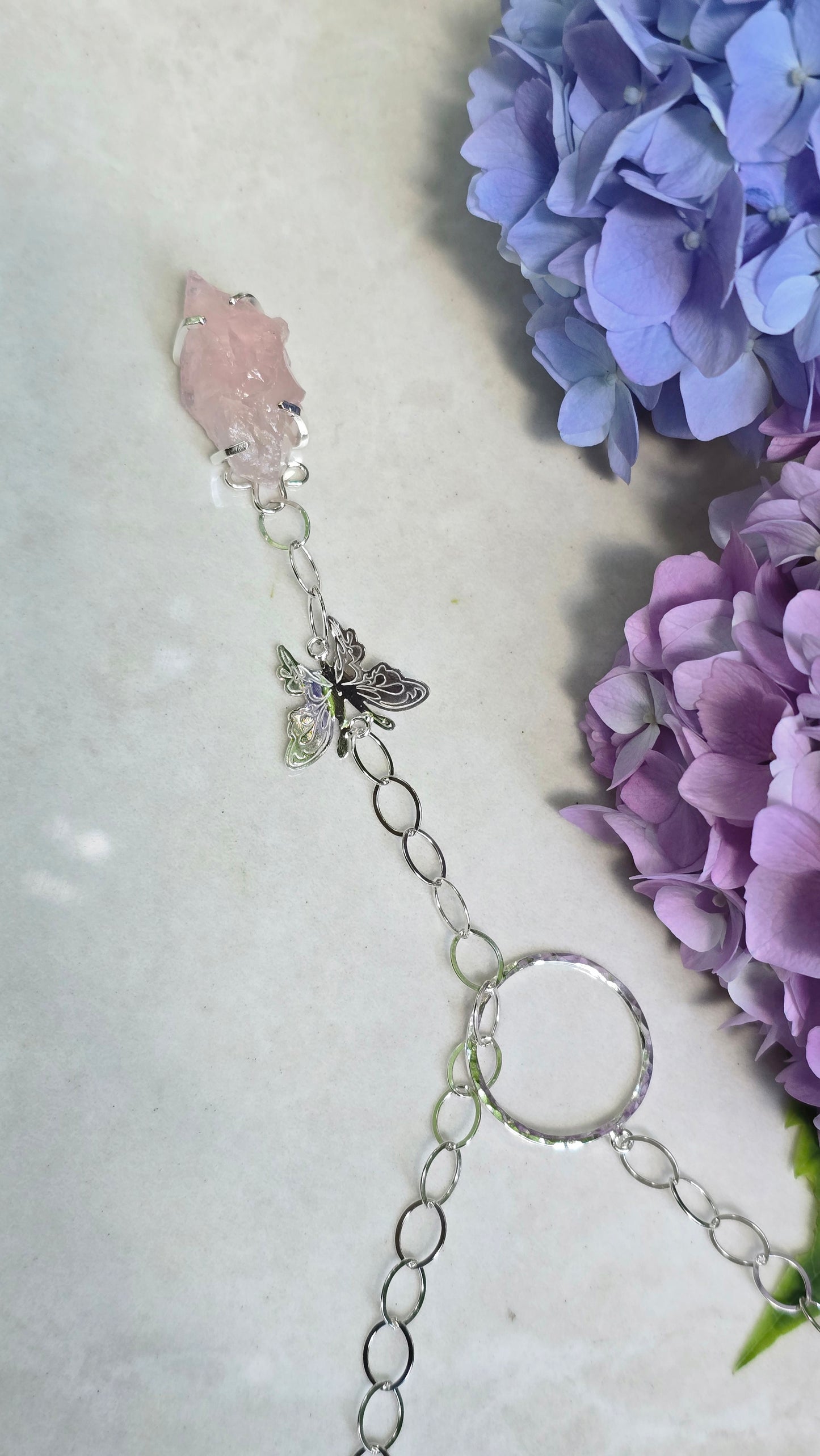 Flutter & Bloom Rose Quartz Butterfly Necklace