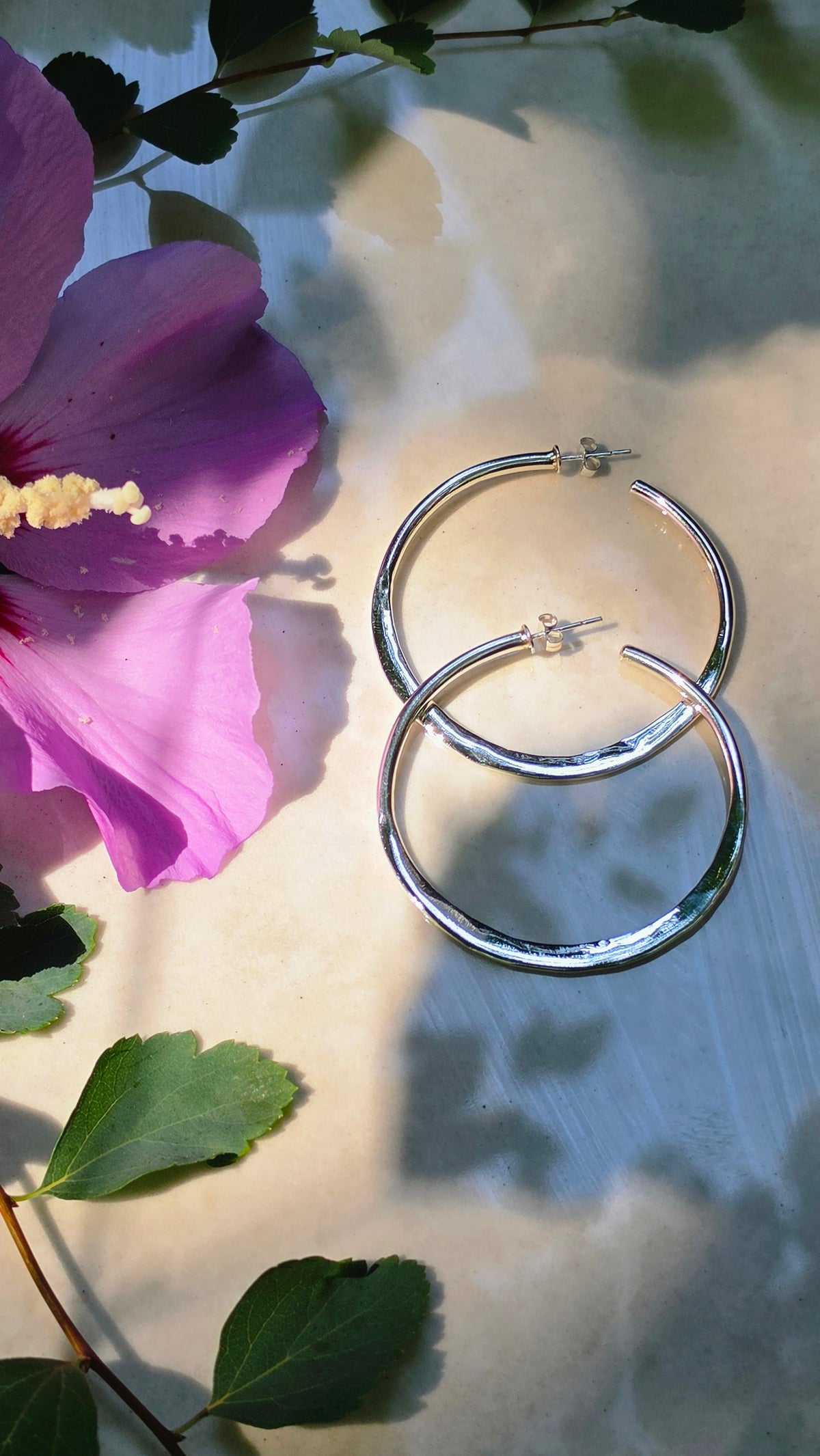Hammered Sterling Silver Hoop Earrings