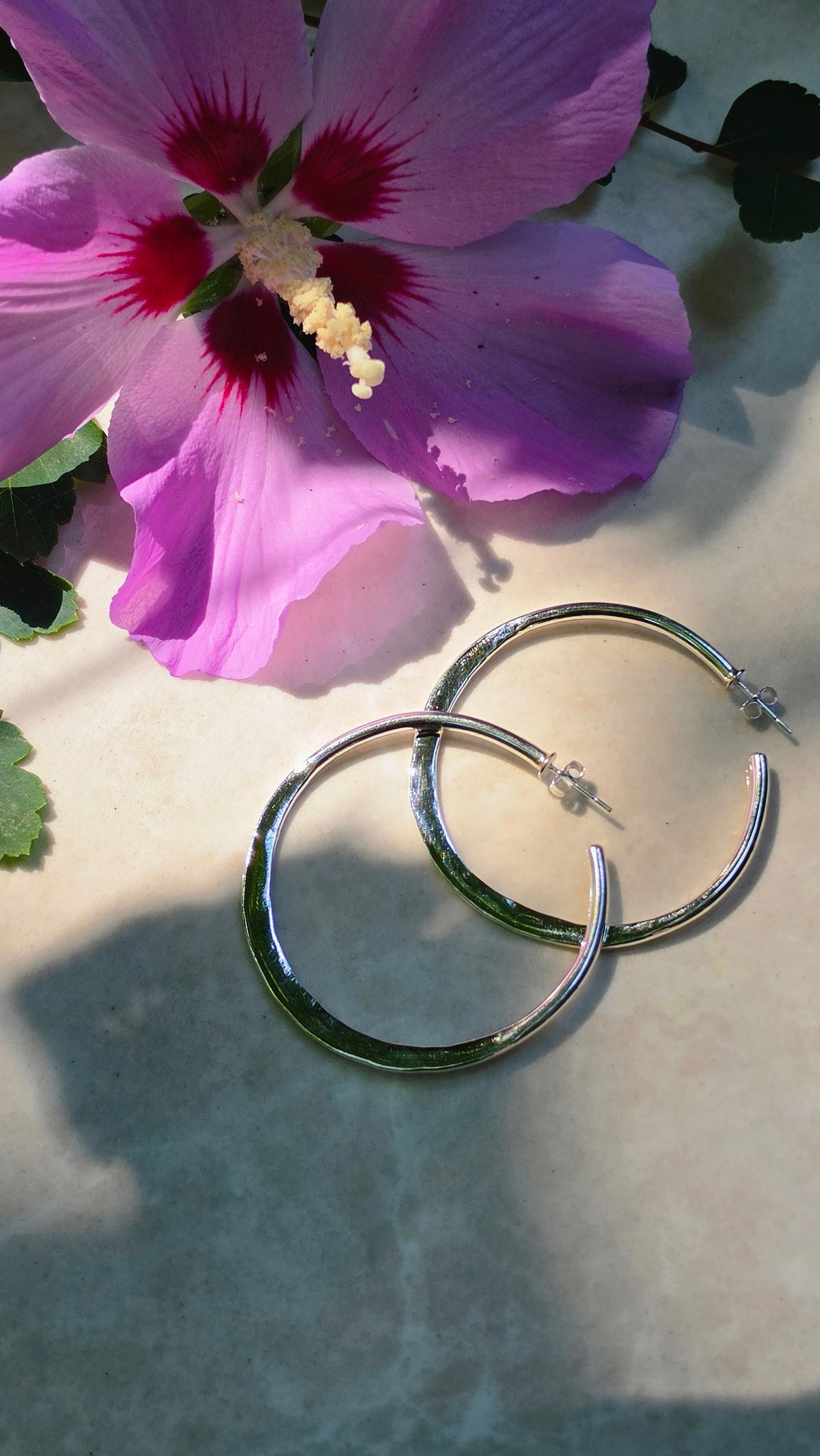Hammered Sterling Silver Hoop Earrings