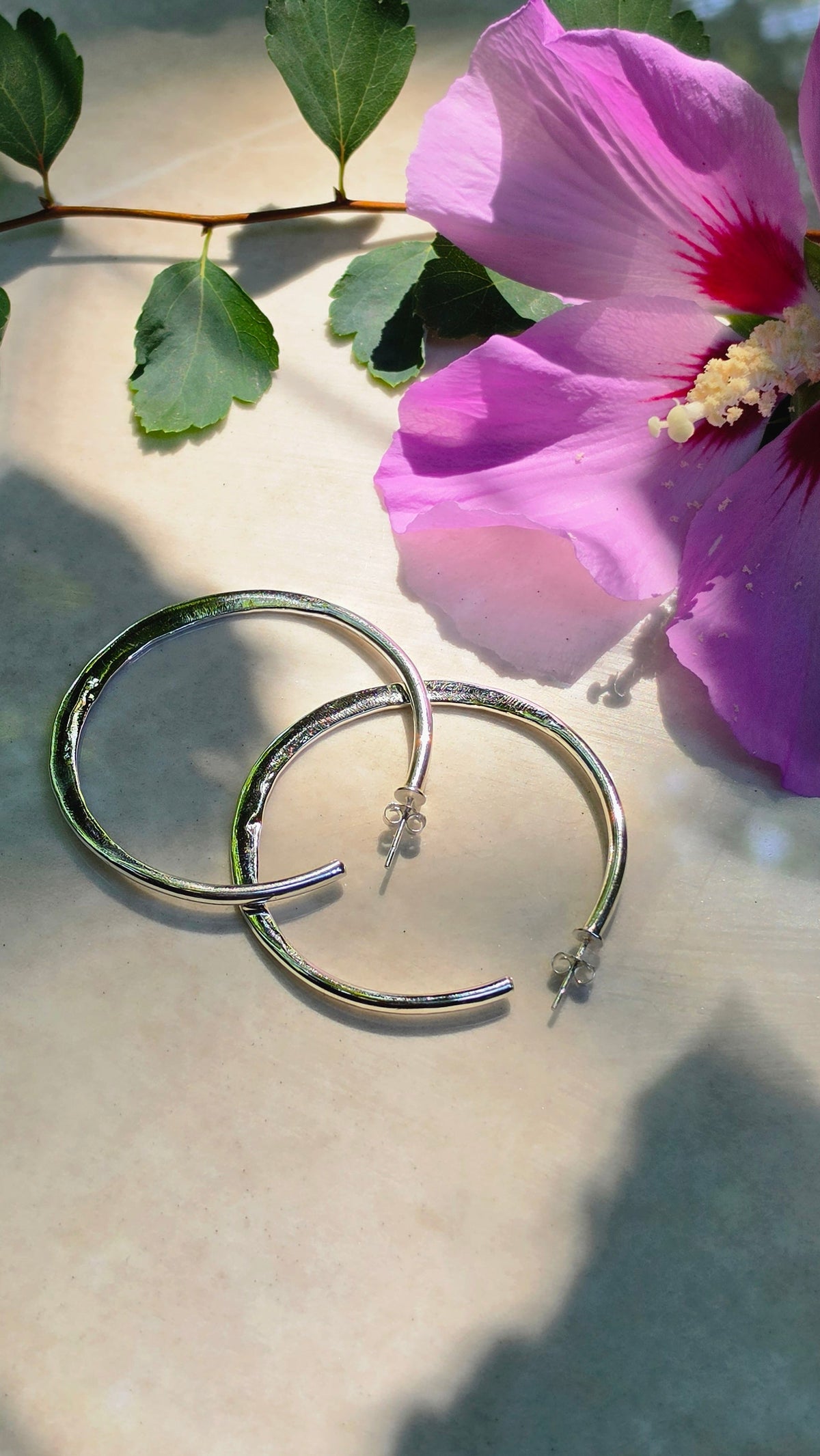 Hammered Sterling Silver Hoop Earrings