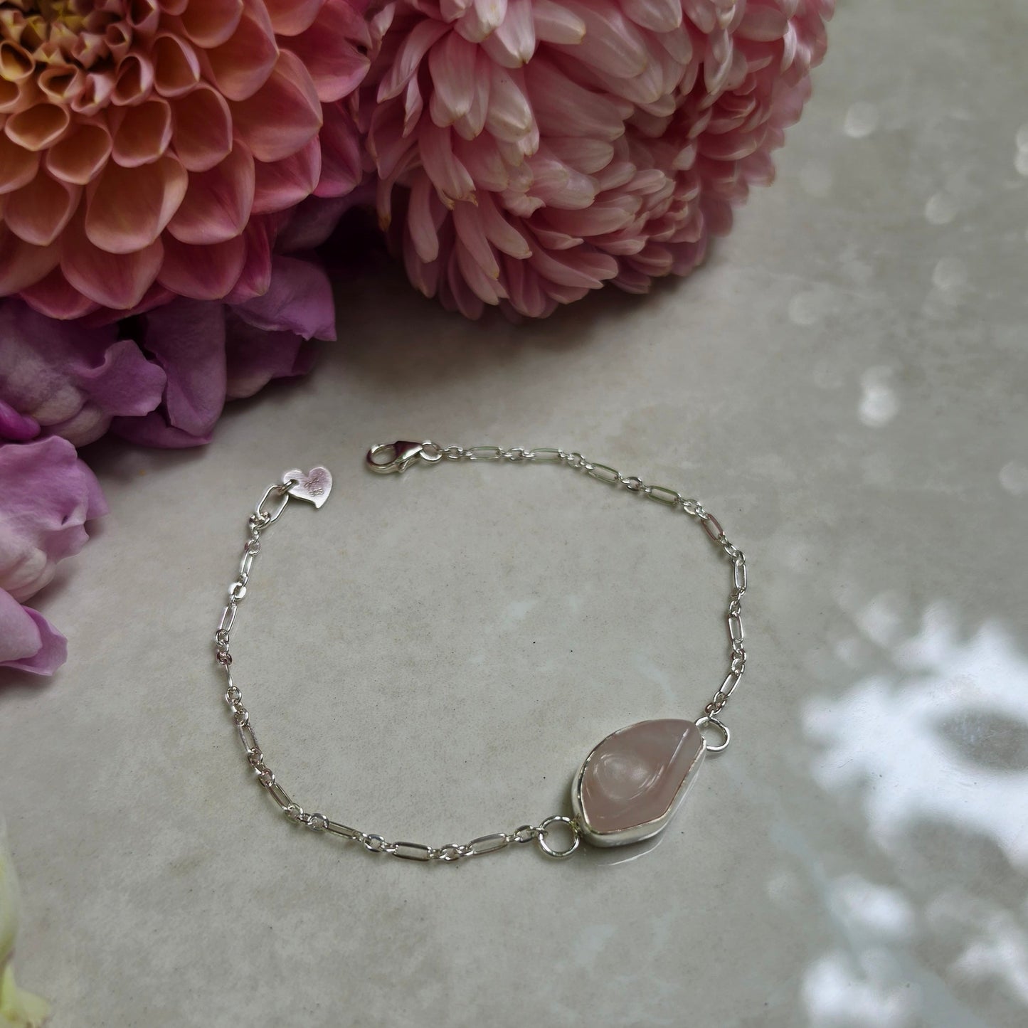 Heartstone Rose Quartz Bracelet